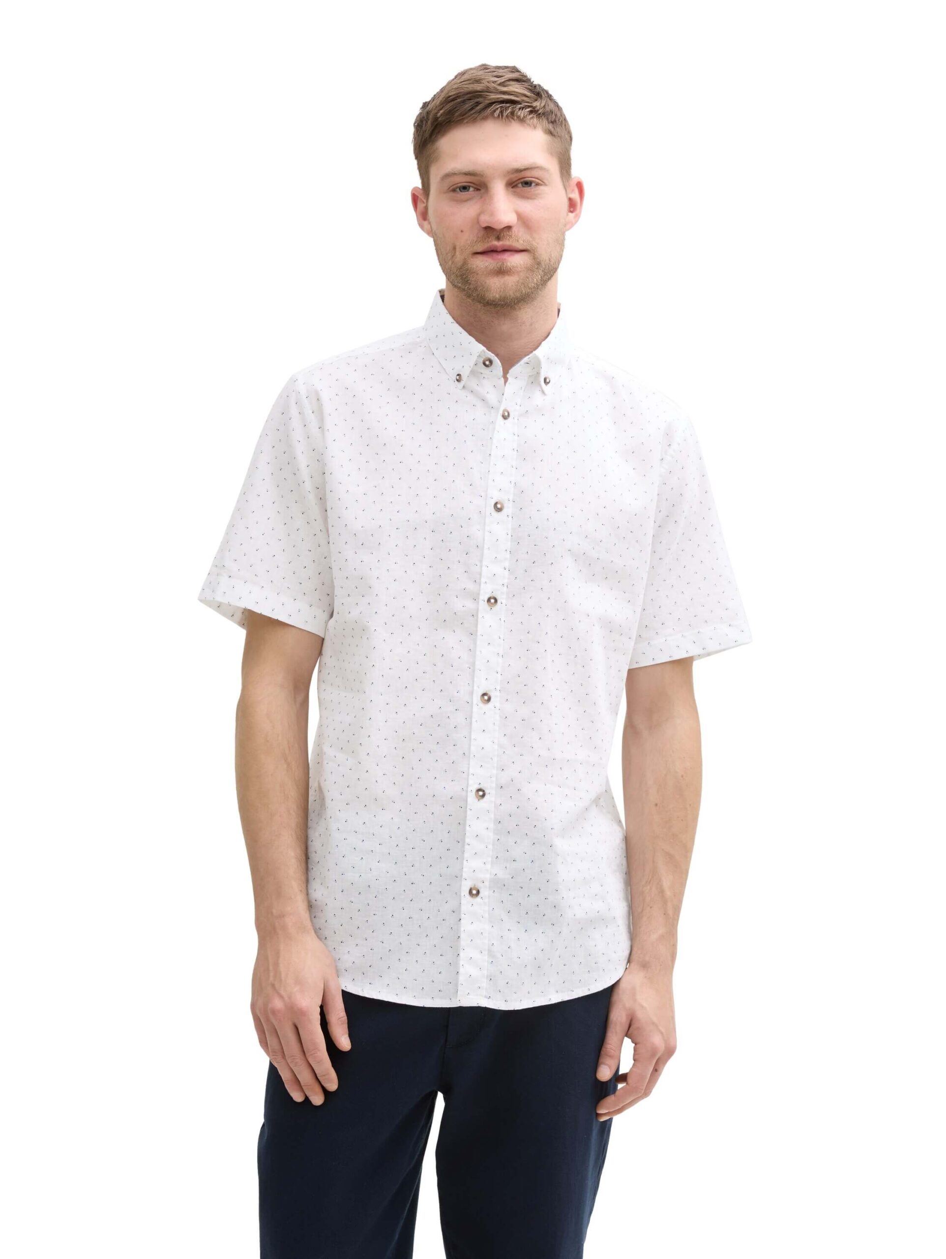 printed cotton linen shirt