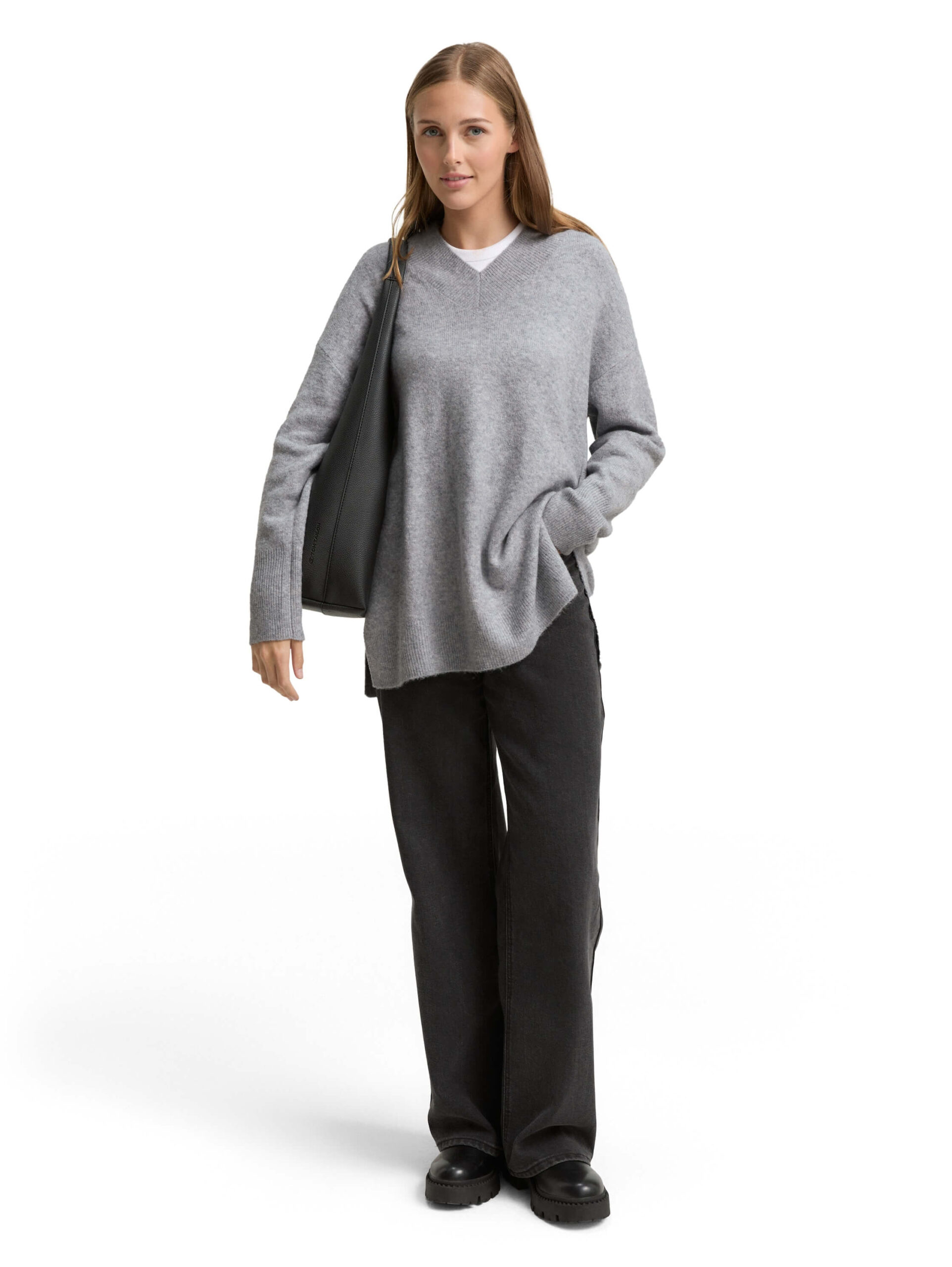 long v-neck pullover