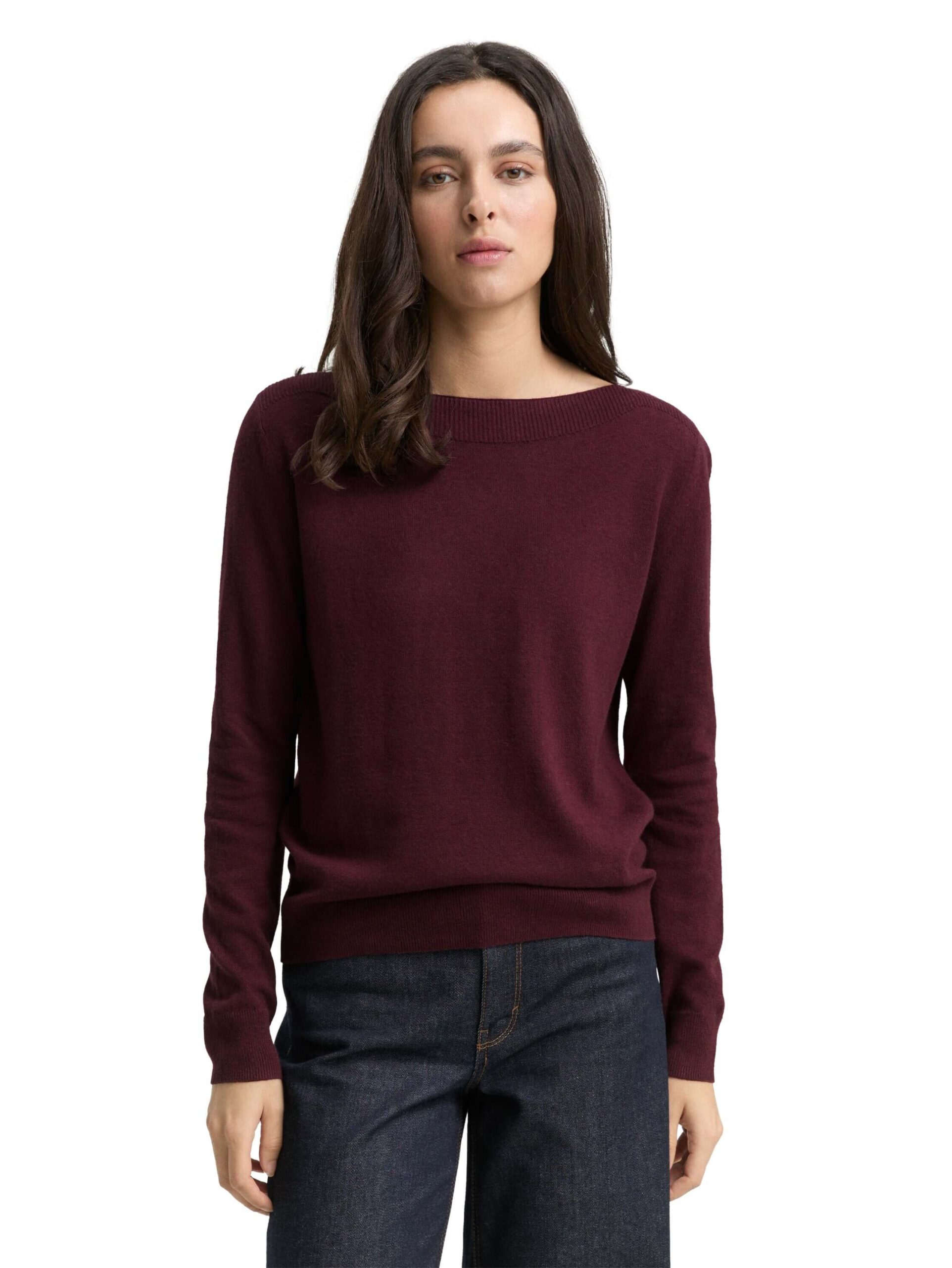 knit pullover with boatneck