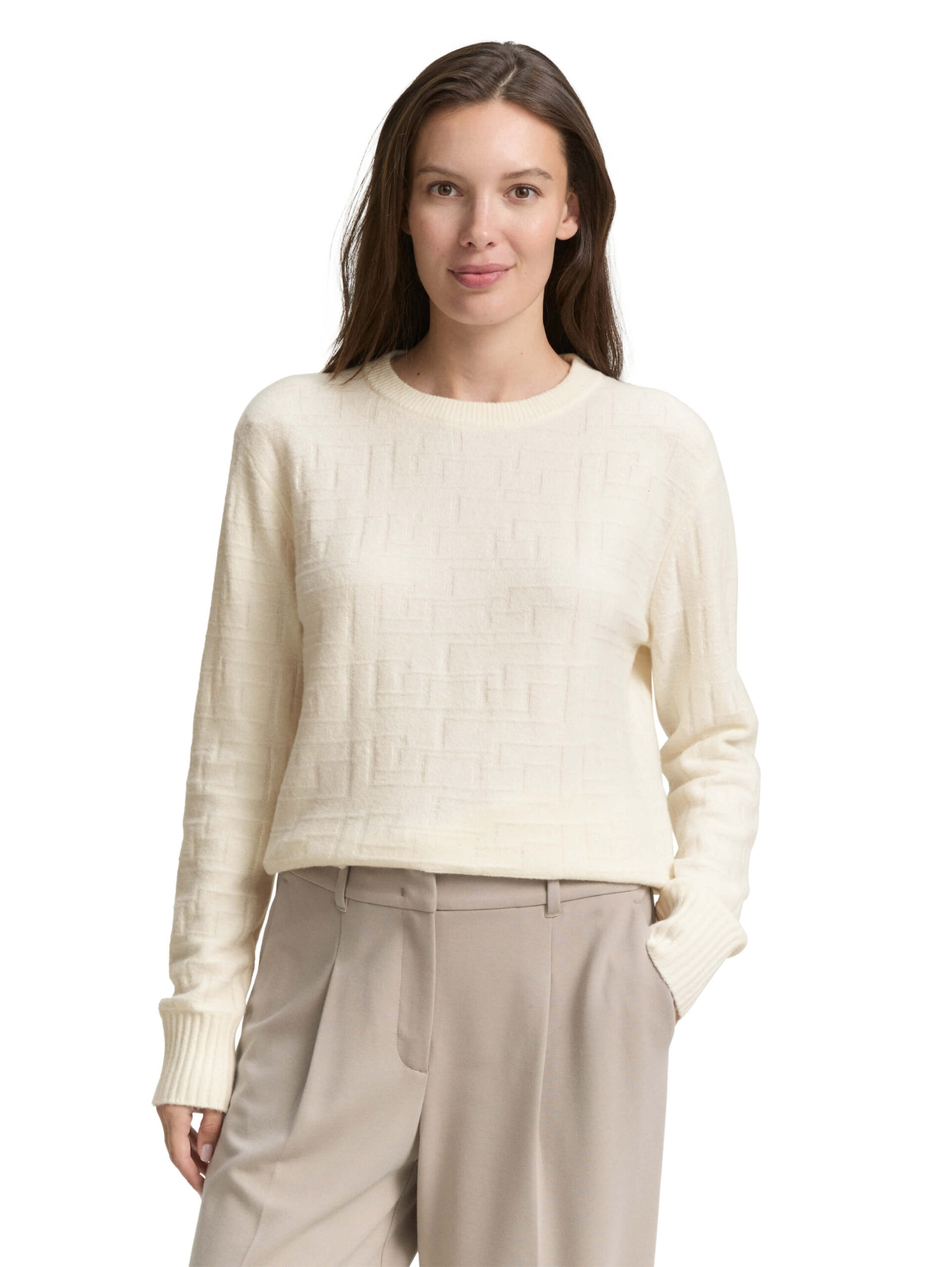 knit cosy structured crew-neck