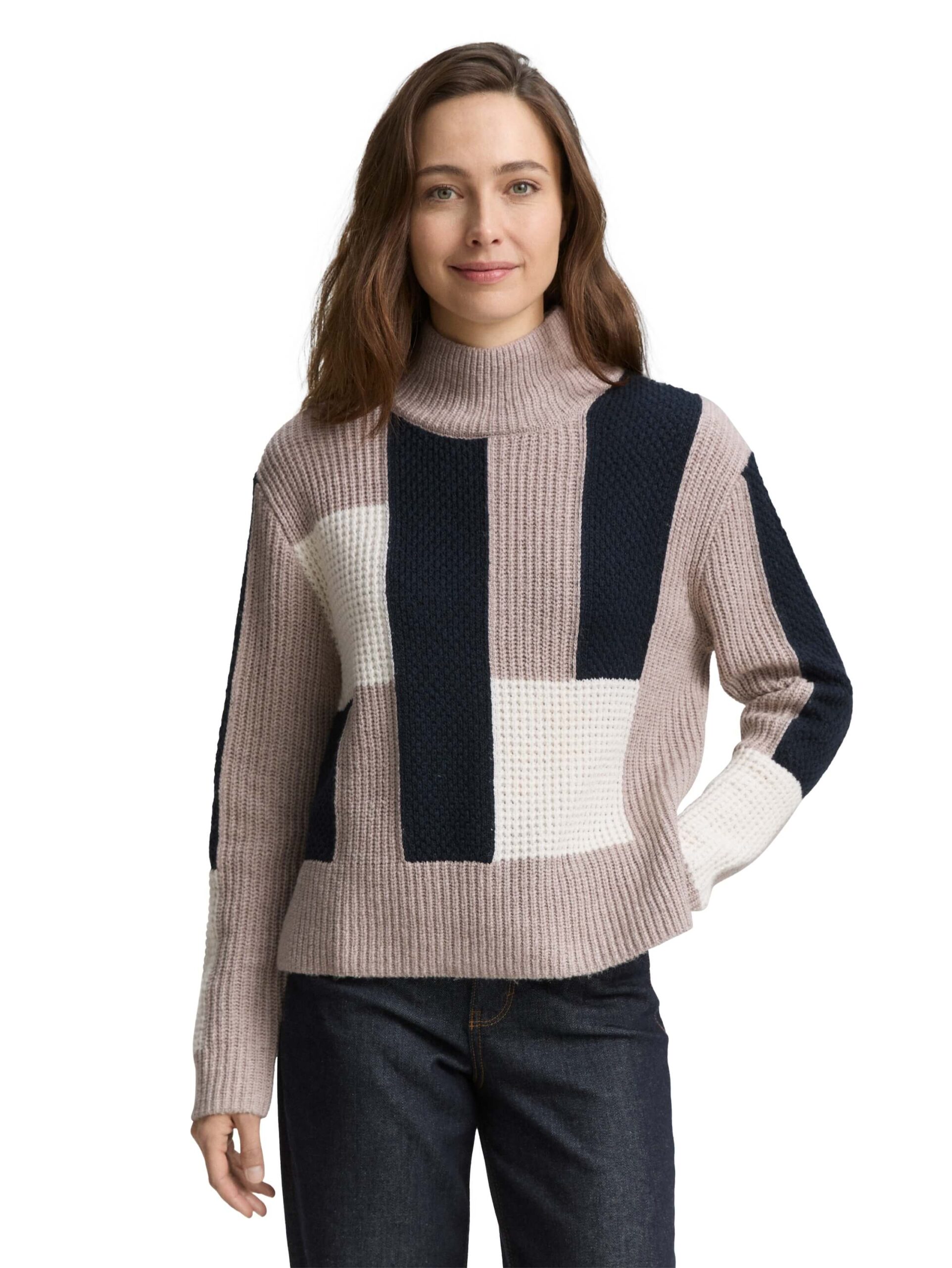 knit structured color block