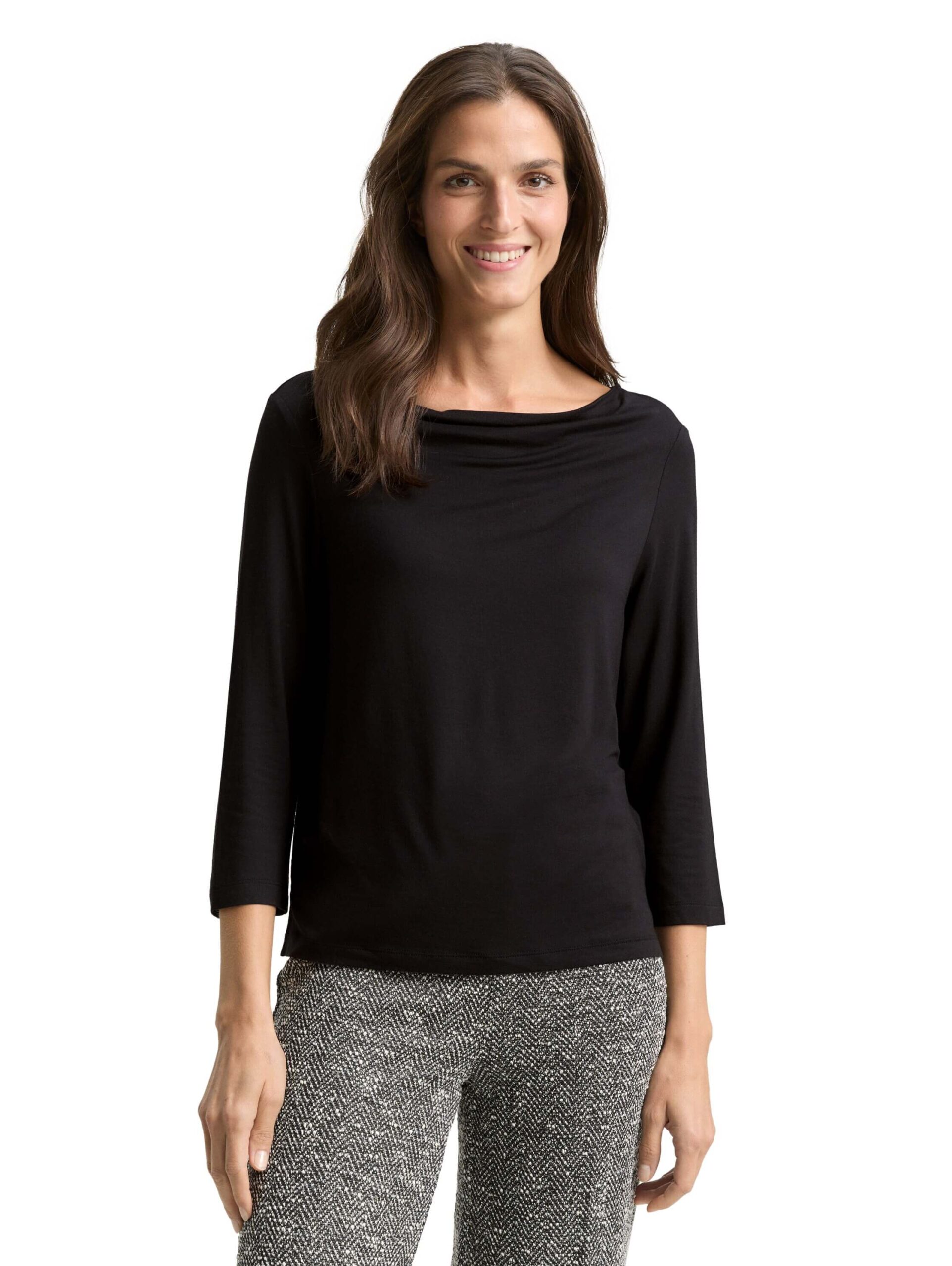 T-shirt sleeky waterfall collar