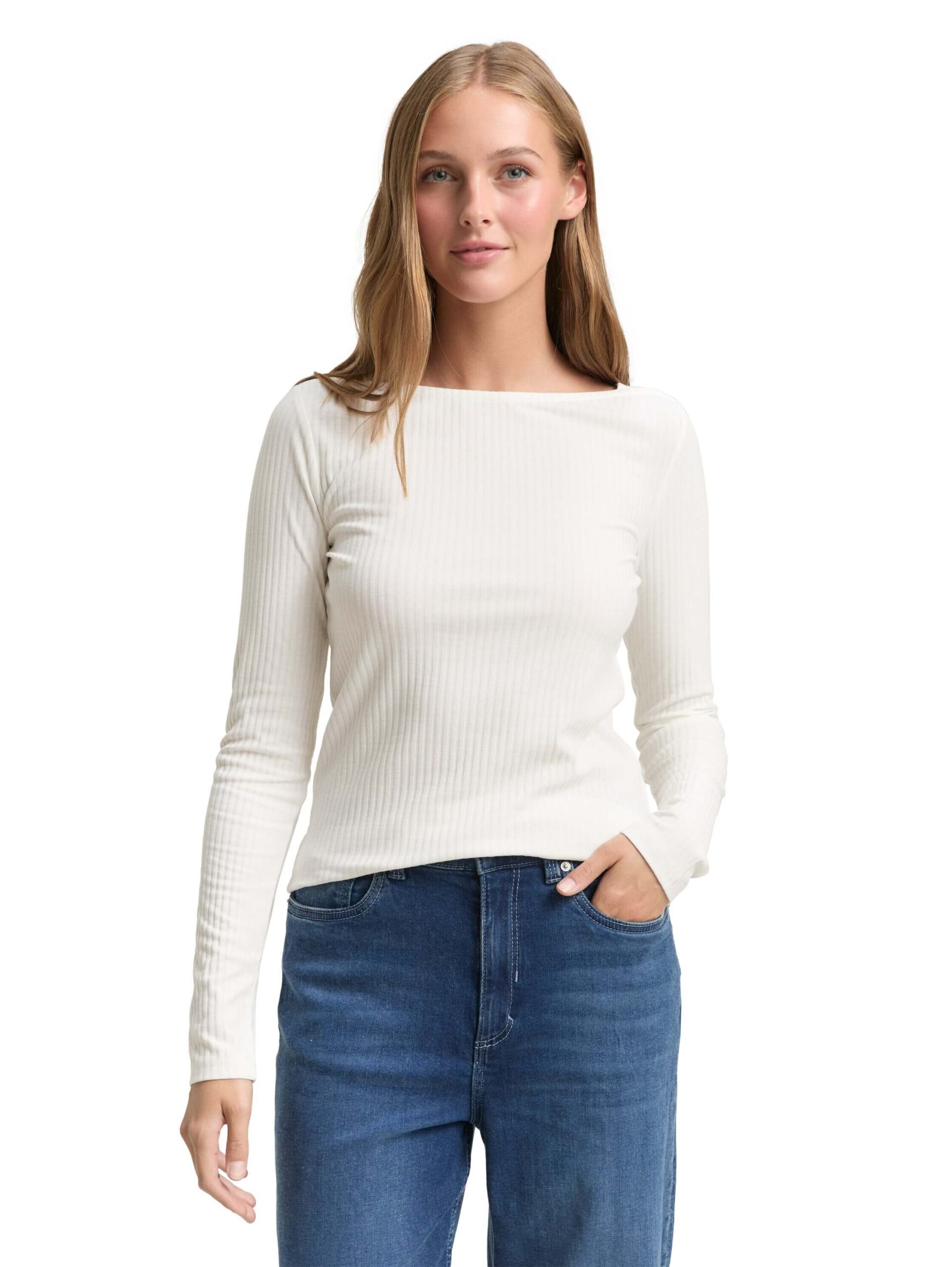rib T-shirt with boatneck