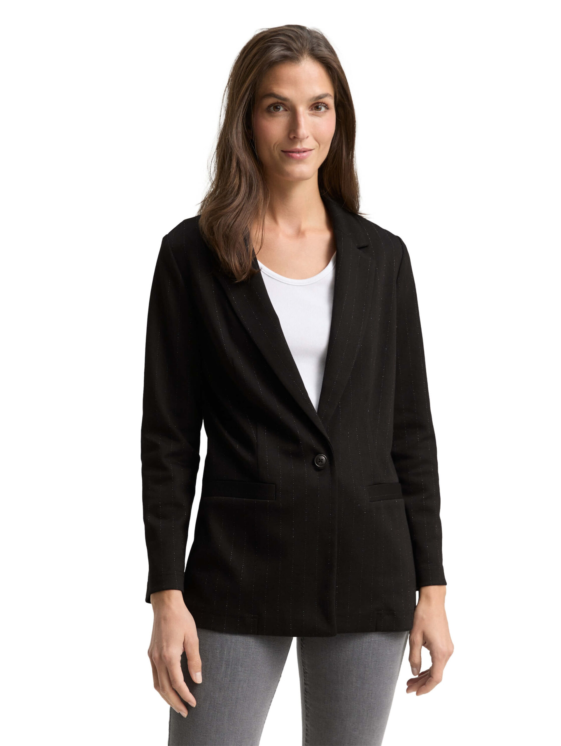 blazer with festive glitter fabric