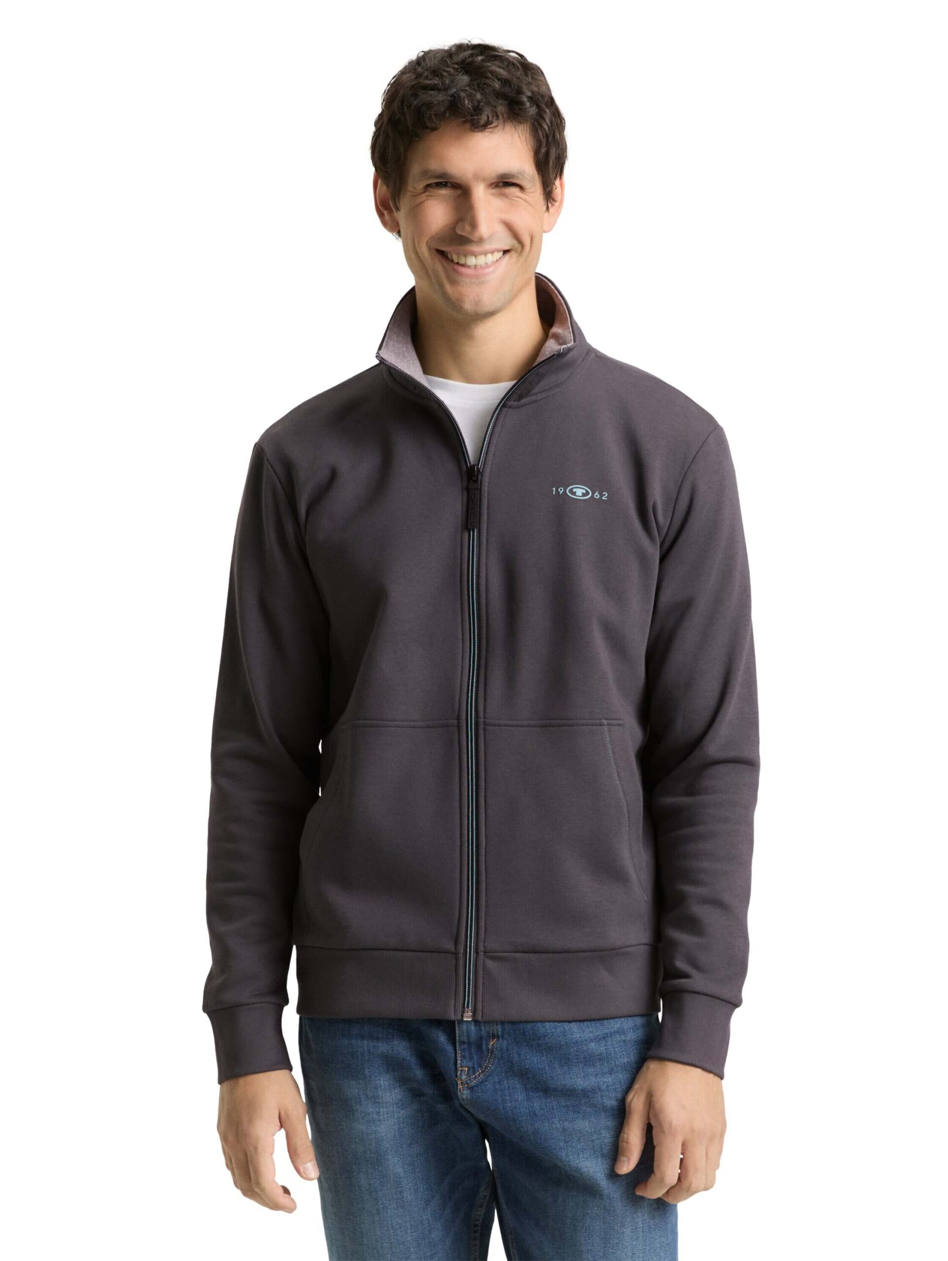 printed stand-up sweat jacket