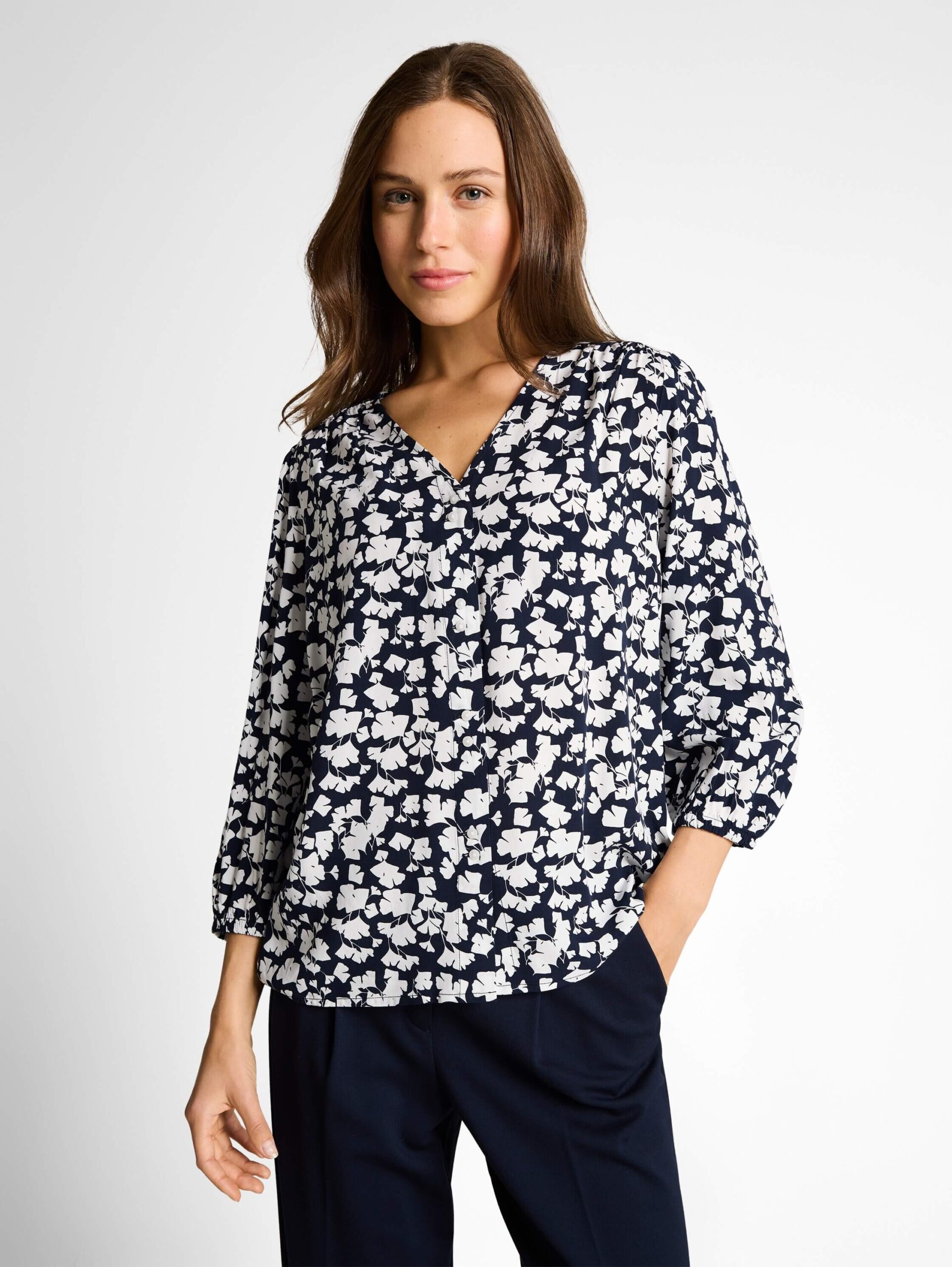 blouse with V-neck