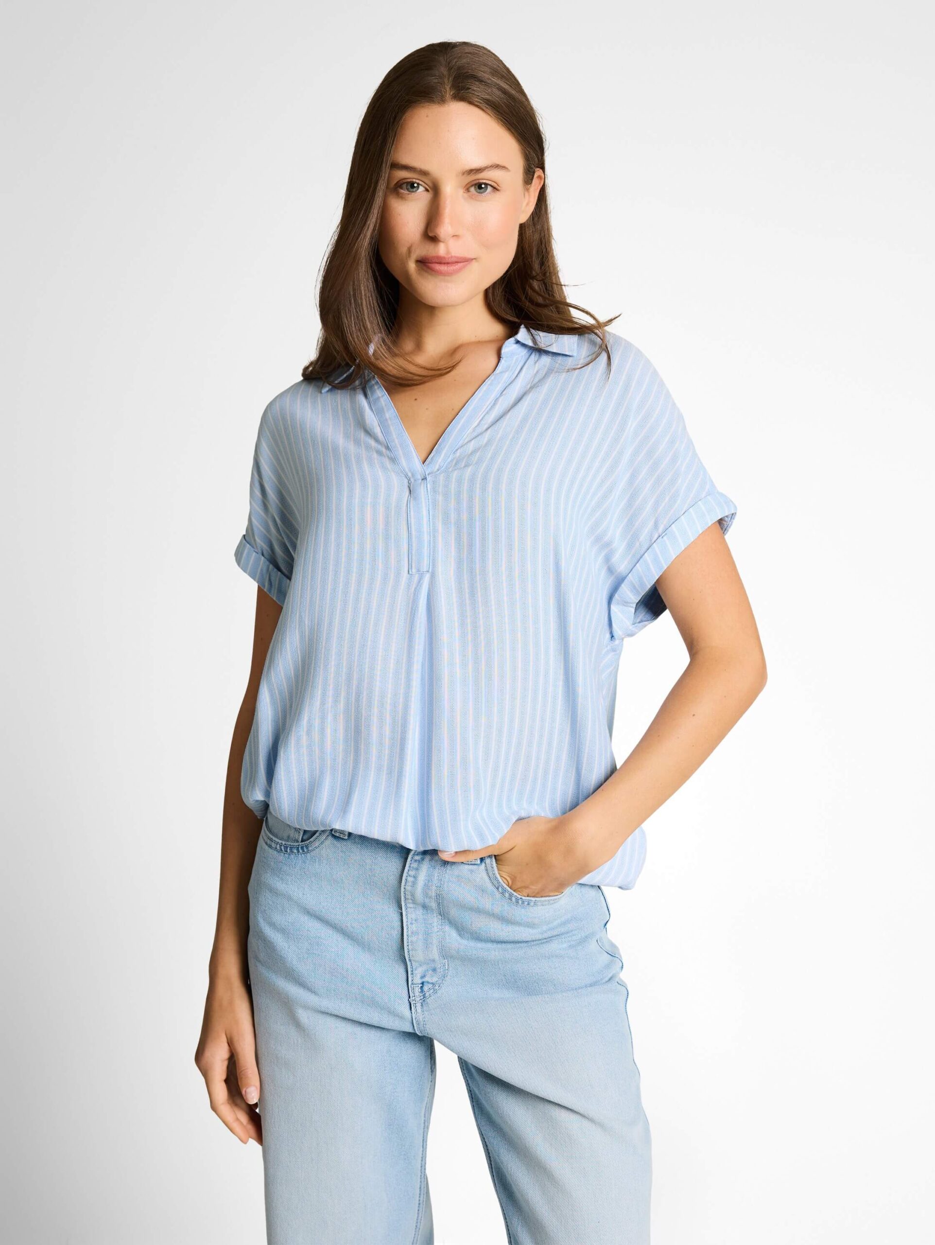 blouse striped shortsleeve