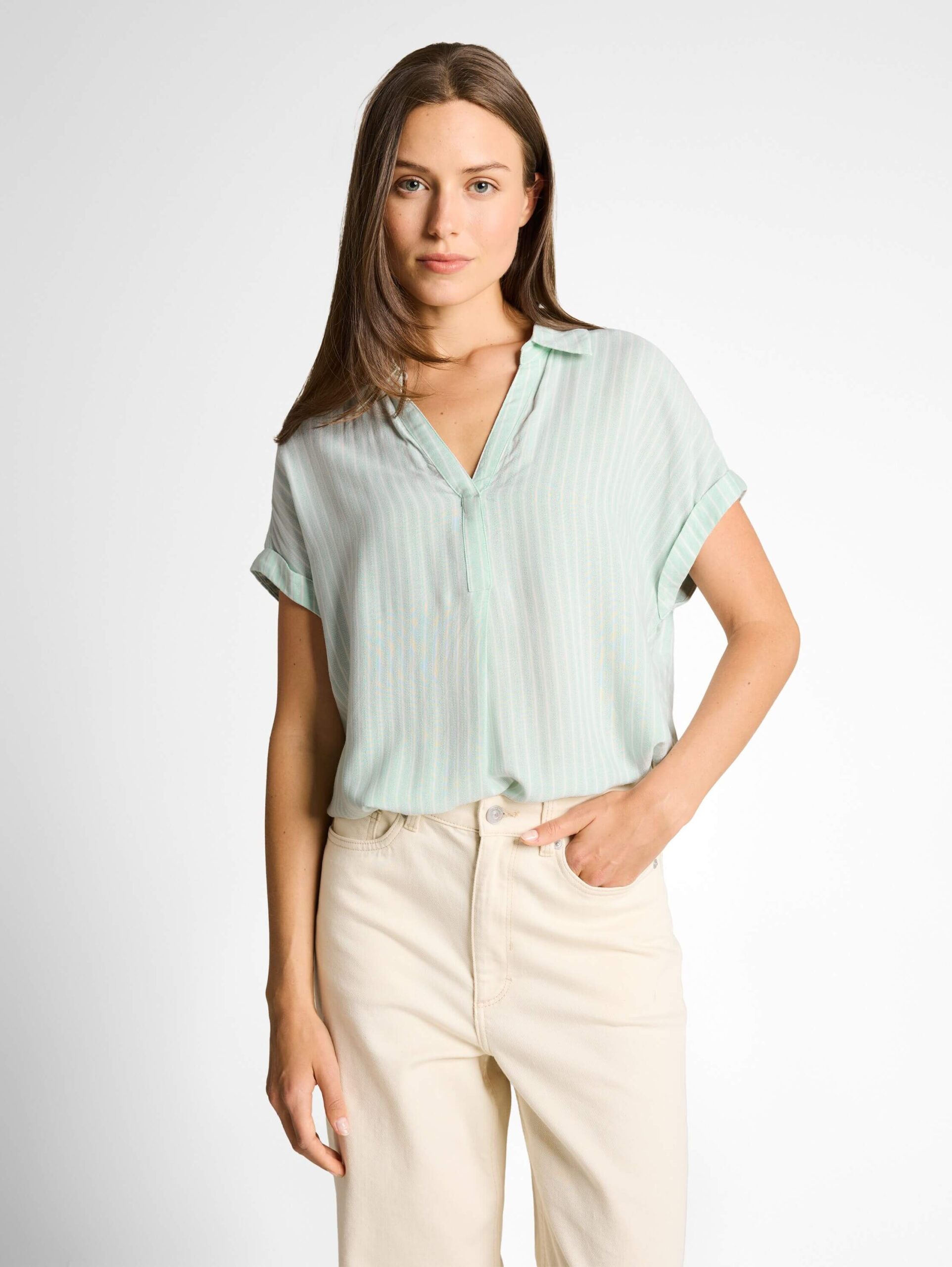 blouse striped shortsleeve