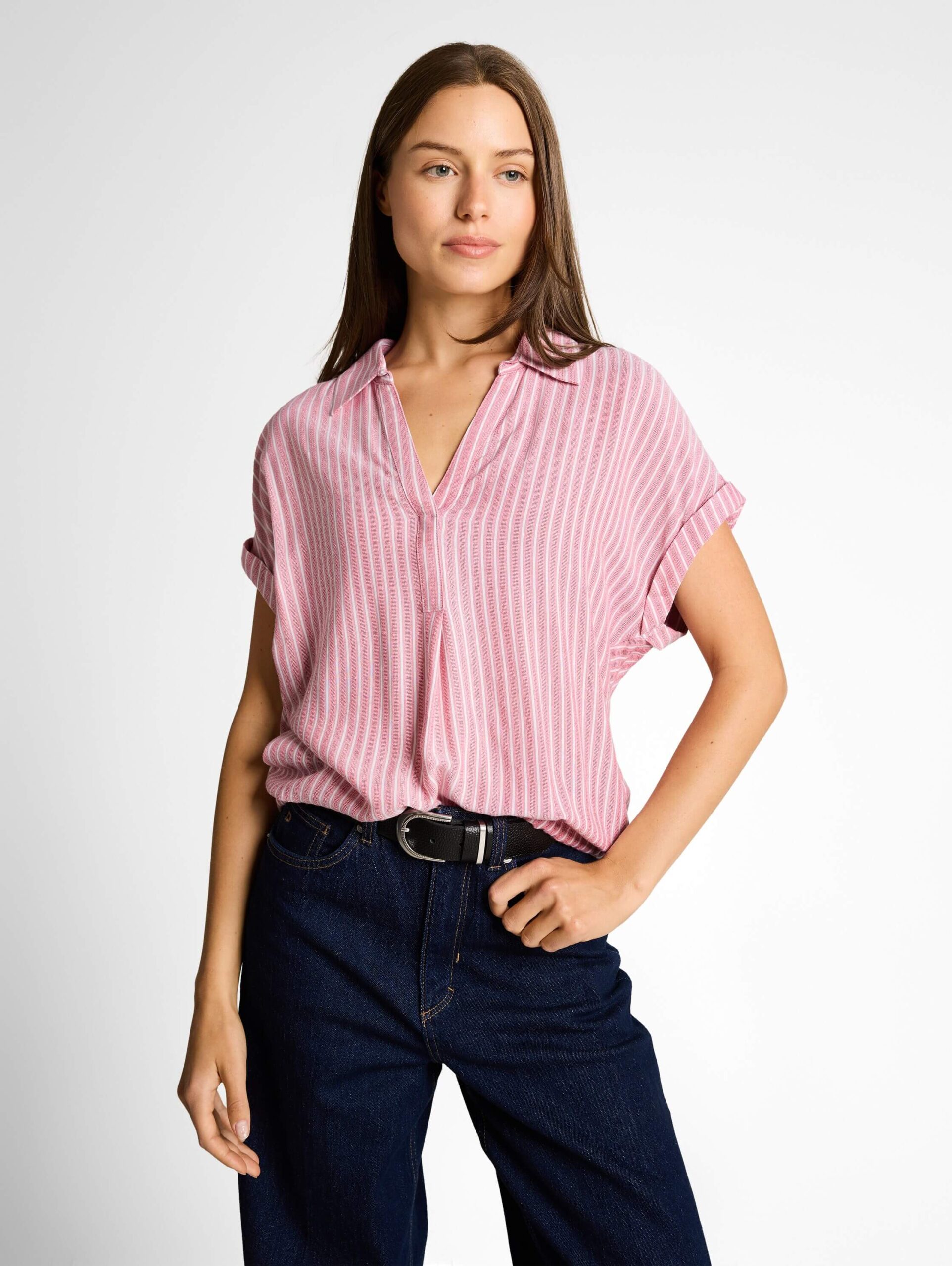 blouse striped shortsleeve