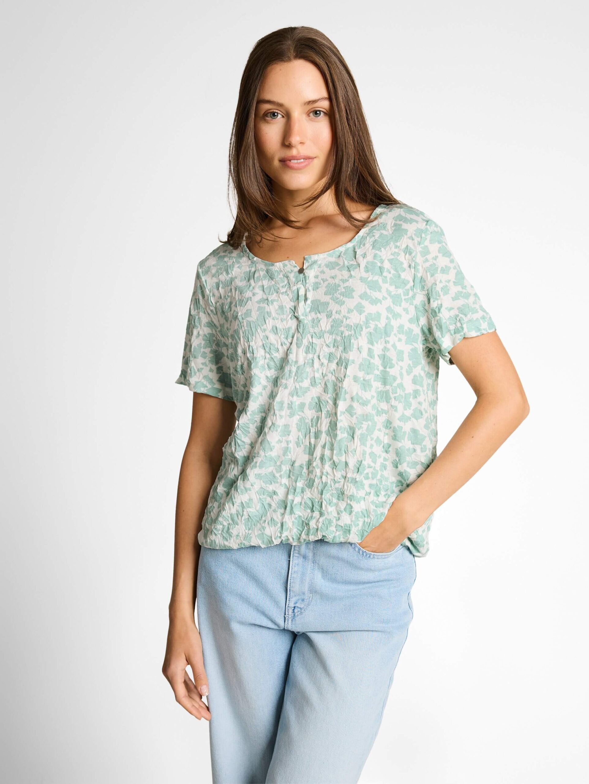 T-shirt henley crincle alloverprint