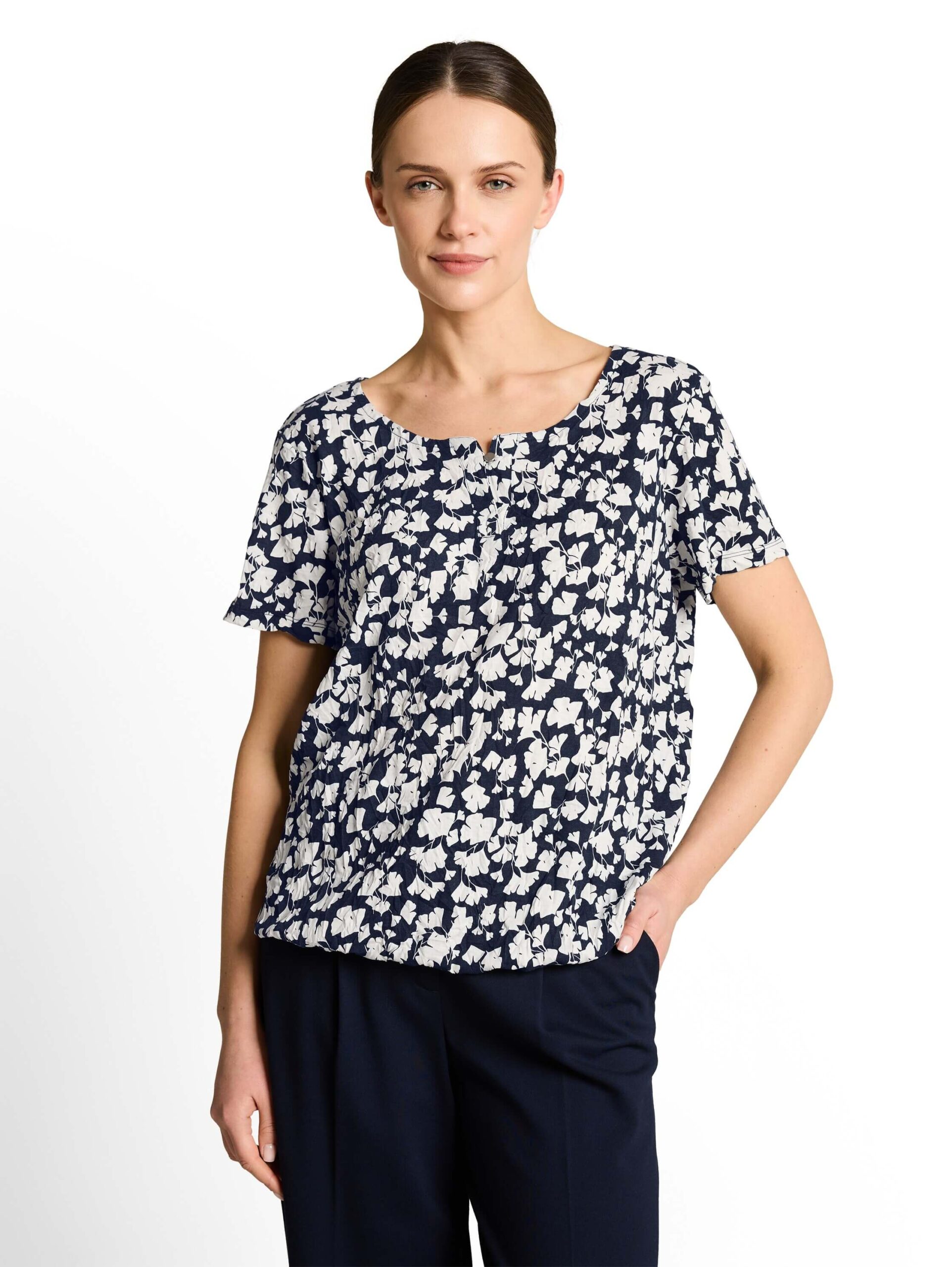 T-shirt henley crincle alloverprint