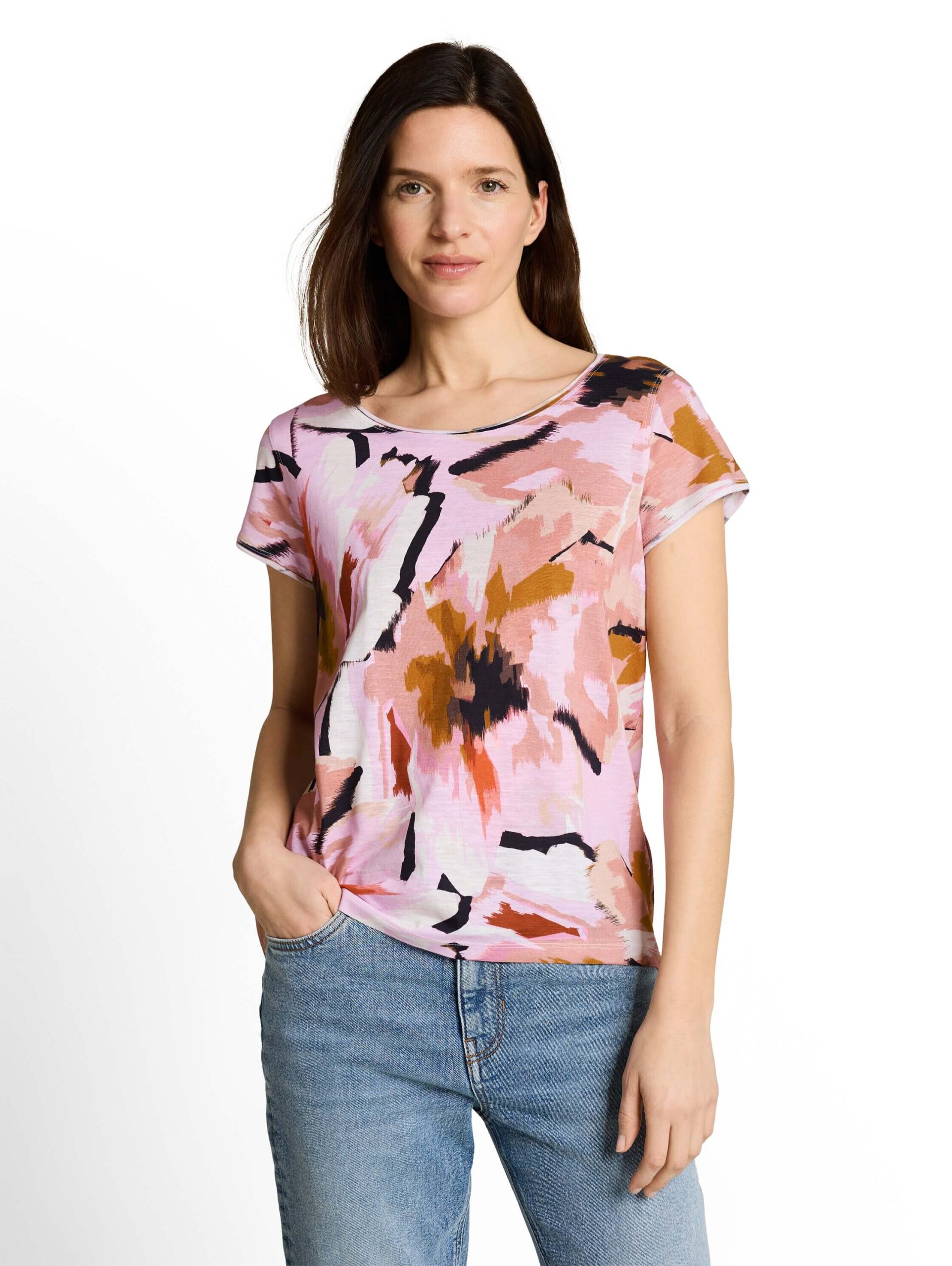T-shirt slub jersey wide crew neck