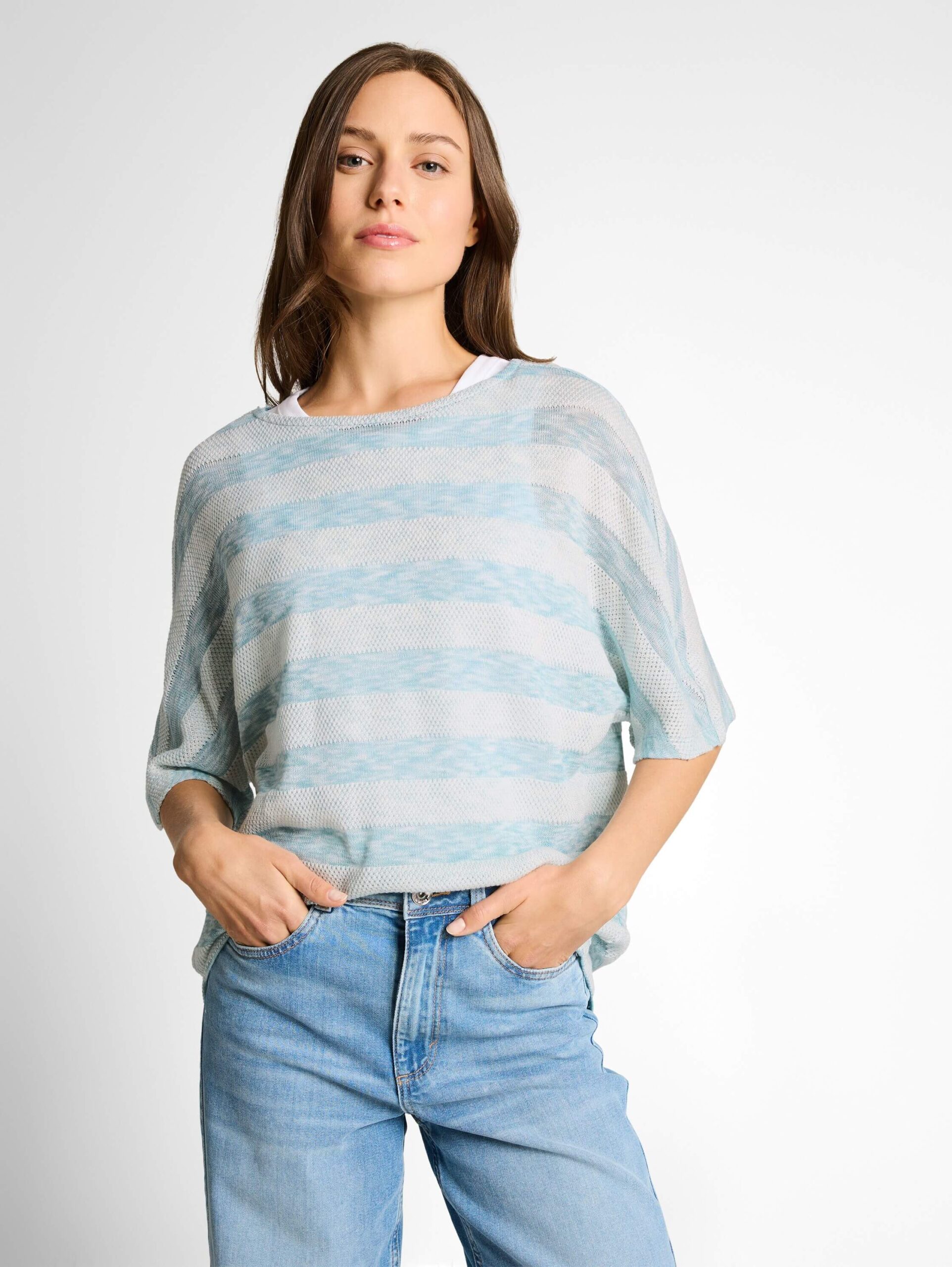 T-shirt knit structure stripe batwing