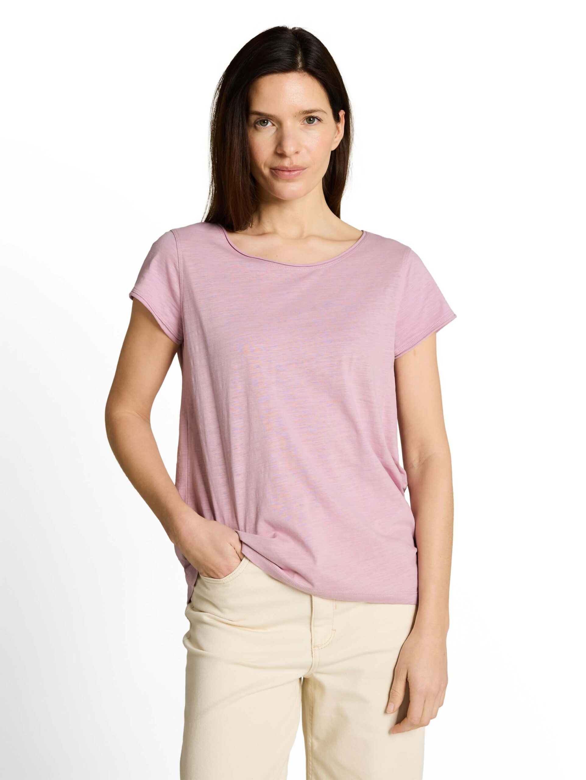 T-shirt slub jersey wide crew neck