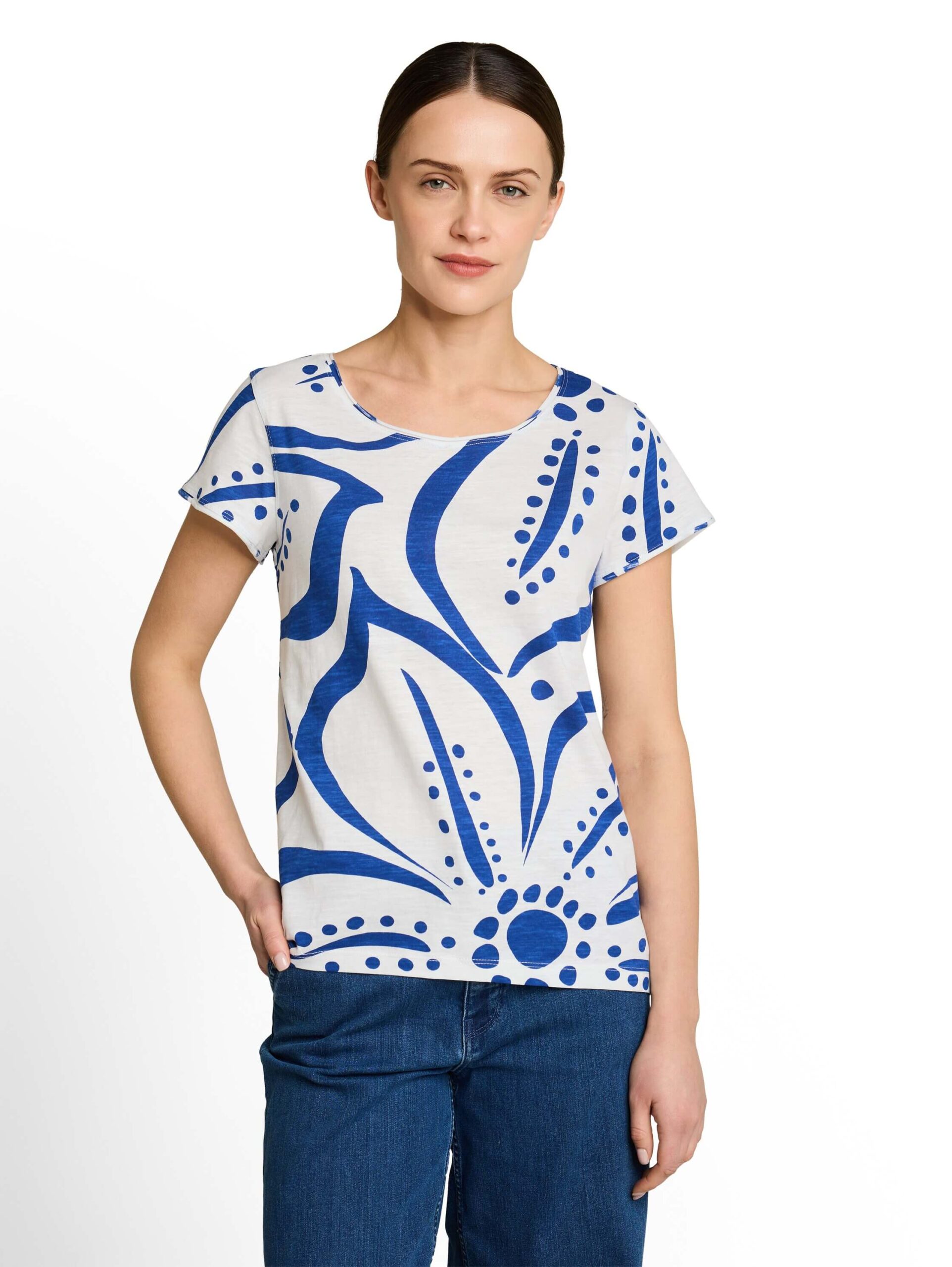 T-shirt slub jersey wide crew neck