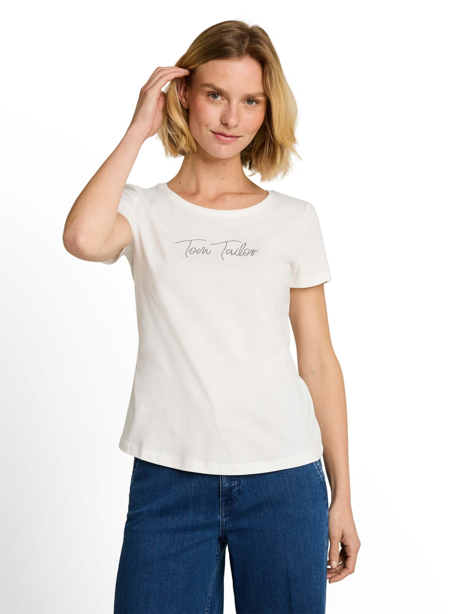 T-Shirt with logo rhinestones