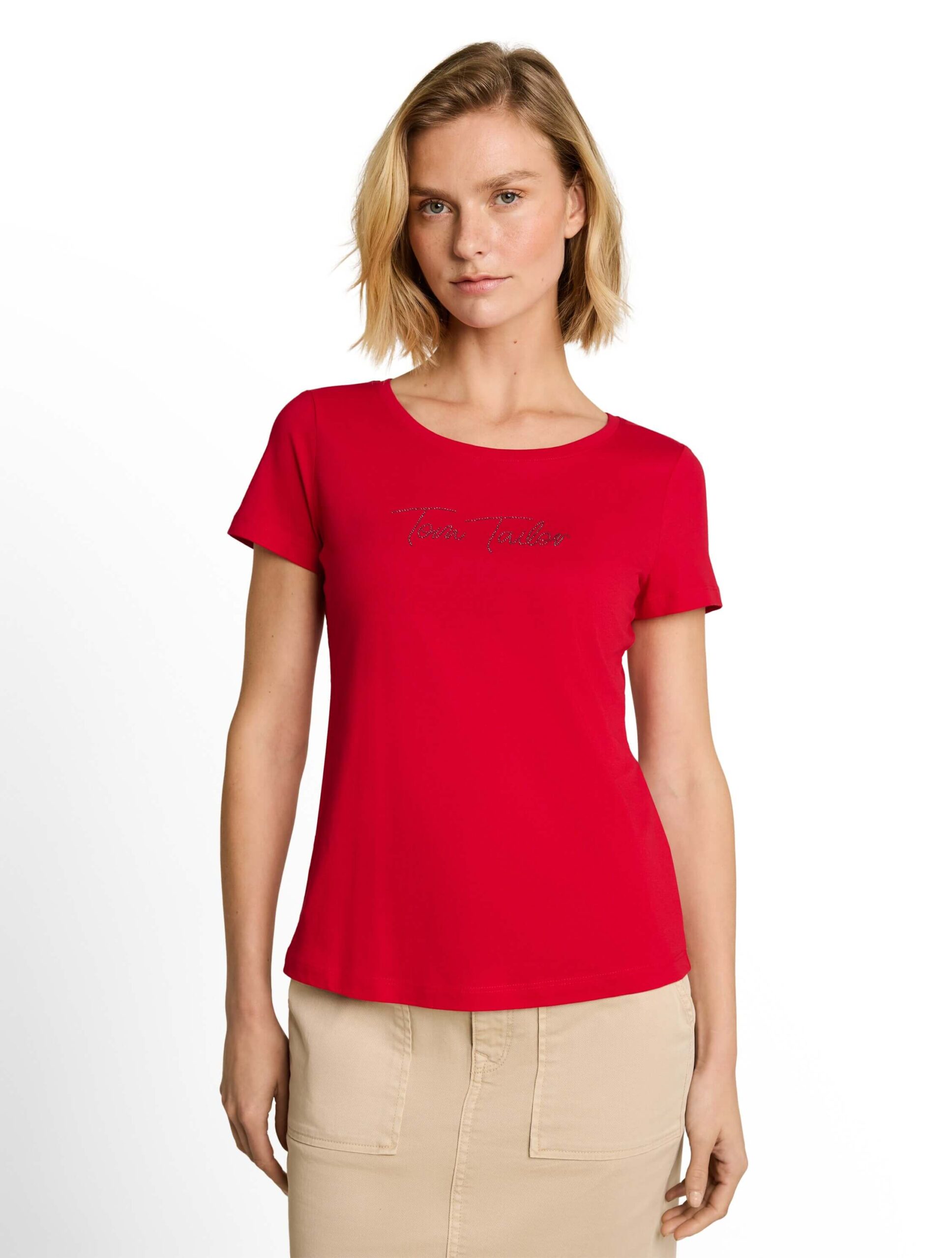 T-Shirt with logo rhinestones