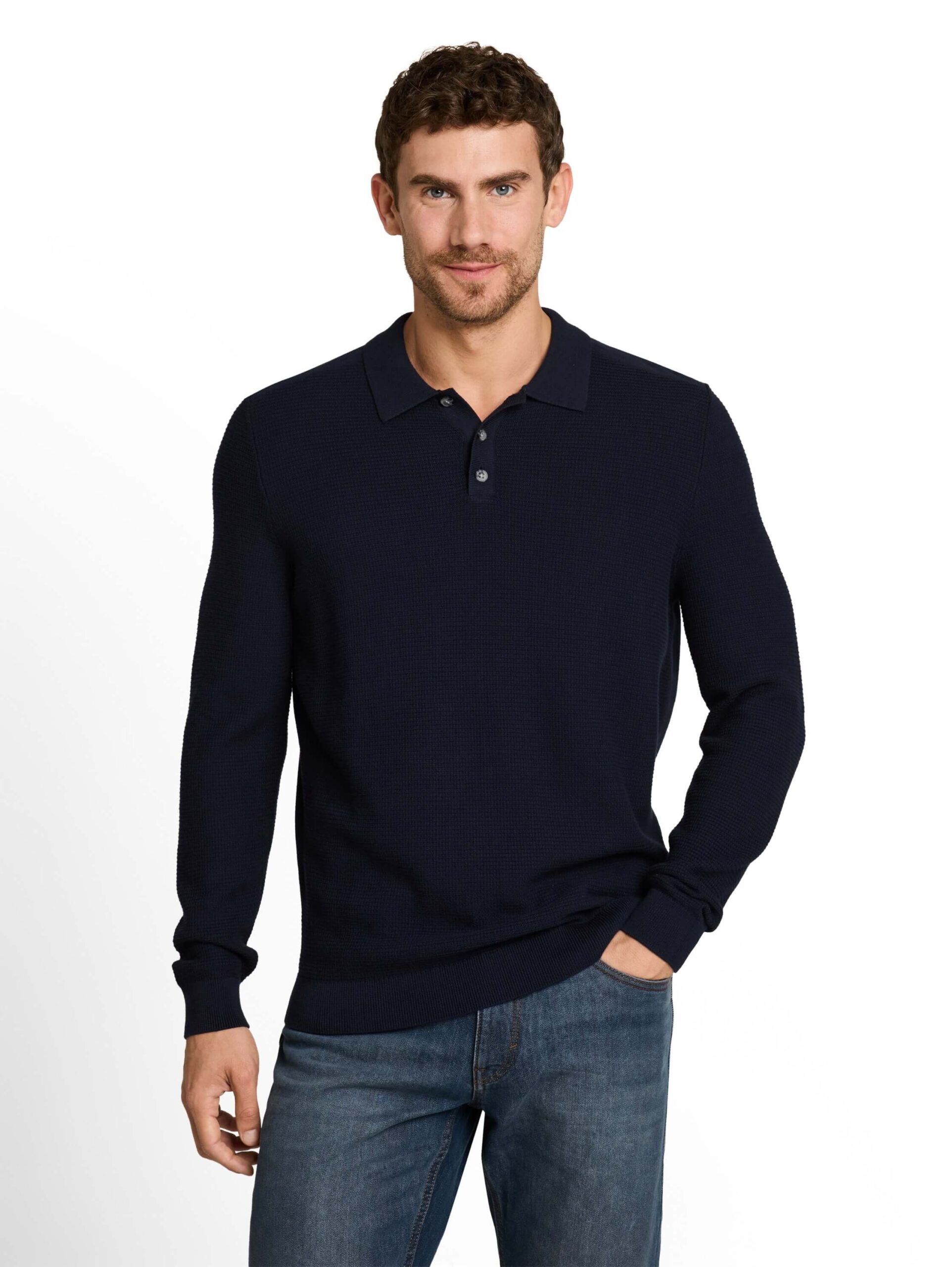 structured knit polo