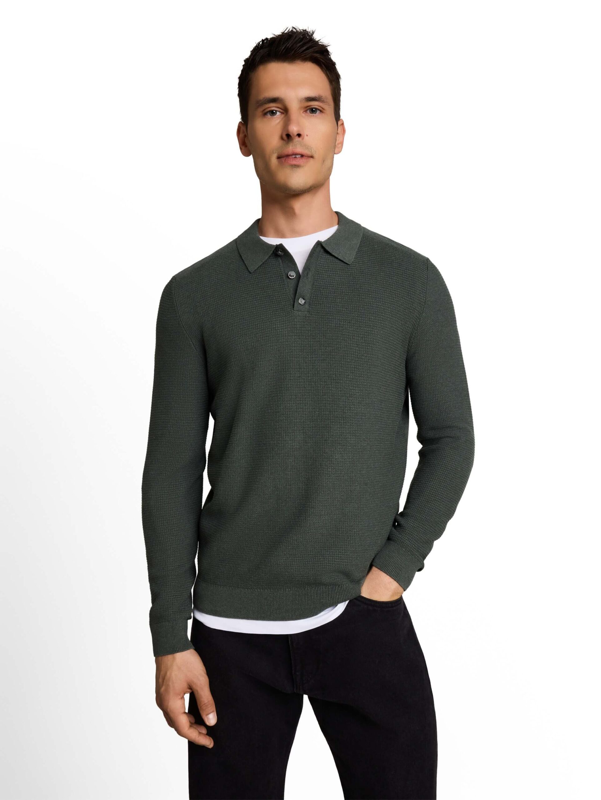 structured knit polo
