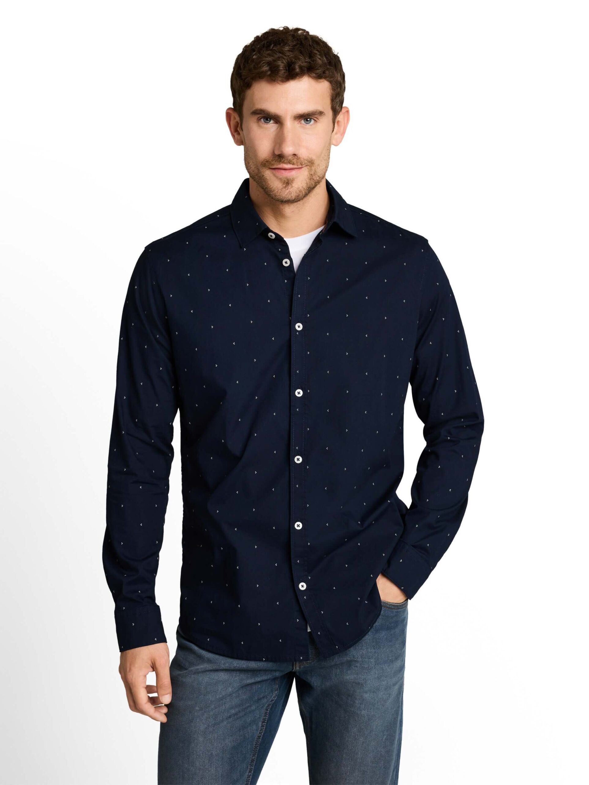 fitted printed stretch shirt